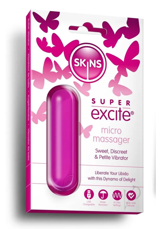 Skins Female Sex Toys Skins Super Excite Silicone Rechargeable Bullet Pink Skins Female Sex Toys Skins Super Excite Silicone Rechargeable Bullet Pink