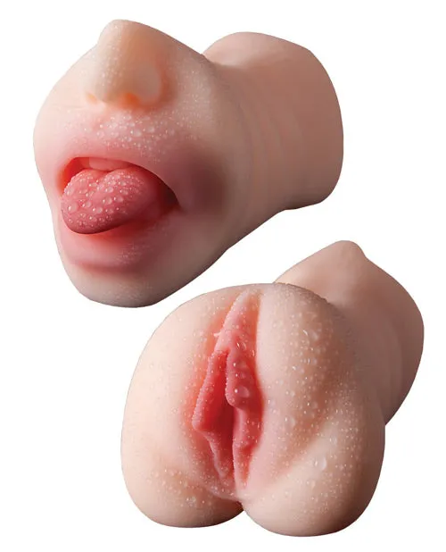 Skinsations Male Sex Toys Skinsations Man Eater PussyMouth Masturbator Textured Dual Entry Stroker Vanilla