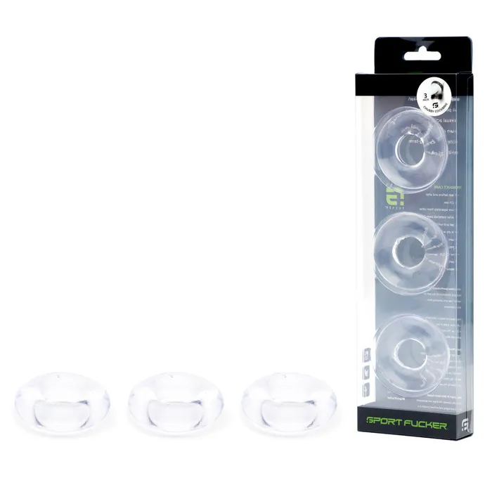 Sport Fucker Male Sex Toys Sport Fucker Rubber Cock Ring 3 pack Clear