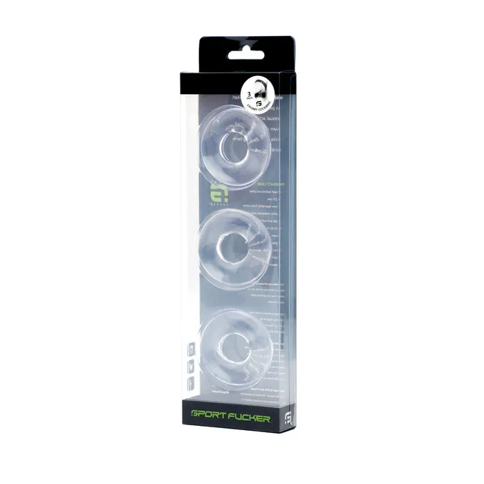 Sport Fucker Male Sex Toys Sport Fucker Rubber Cock Ring 3 pack Clear
