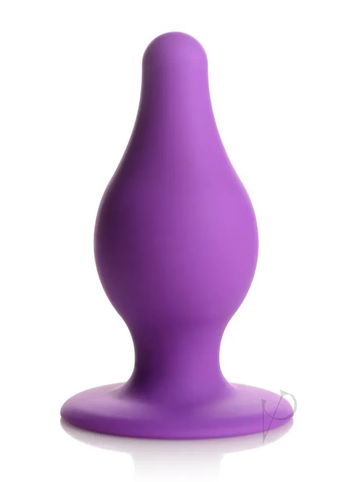 SqueezeIt Squeezable Silicone Tapered Anal Plug Medium Purple Squeeze It Male Sex Toys