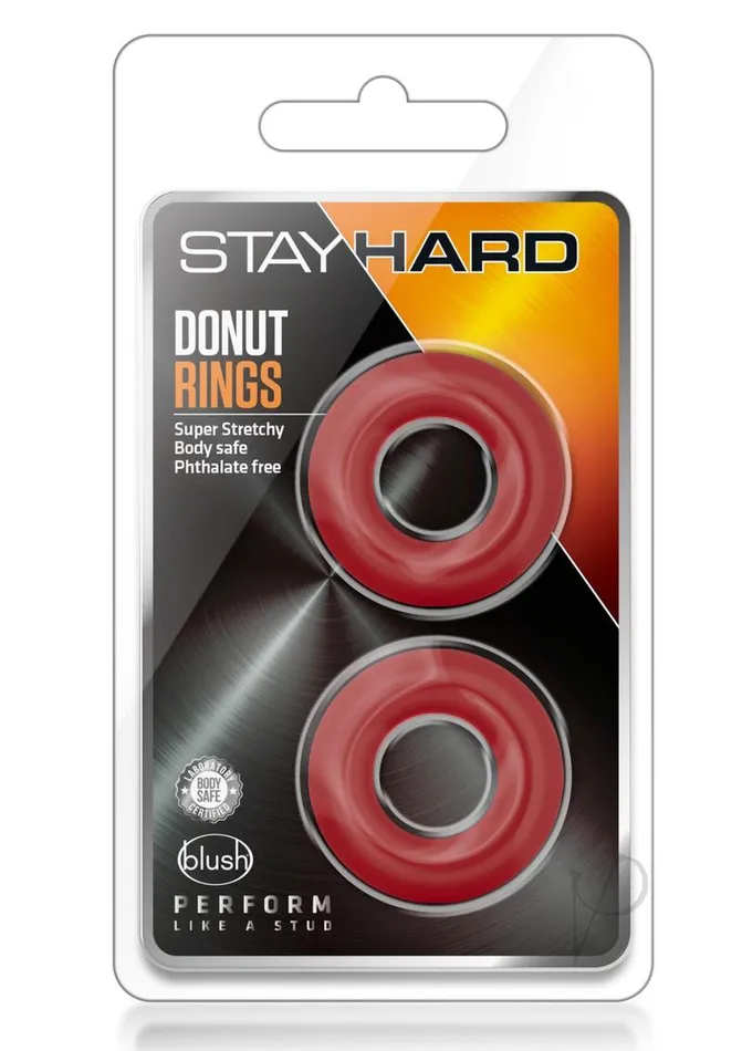 Stay Hard Donut Cock Rings 2 Pack Red Stay Hard Dildos