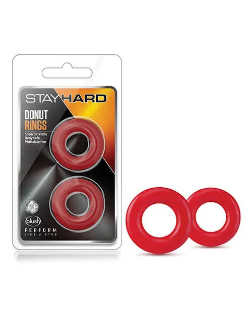 Stay Hard Donut Cock Rings 2 Pack Red Stay Hard Dildos