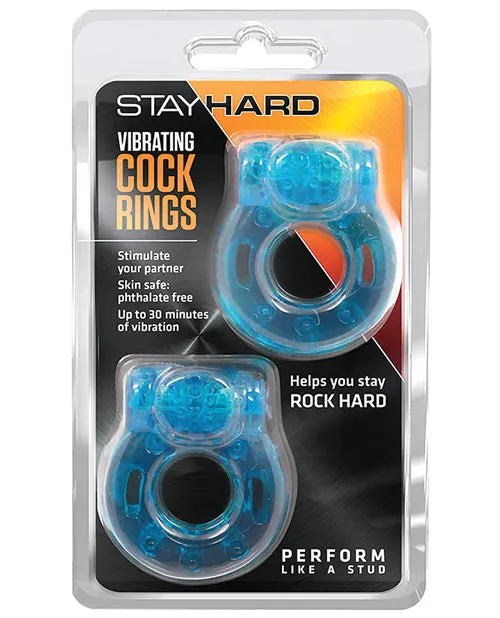Stay Hard Male Sex Toys Blush Stay Hard Vibrating Cock Ring 2 Pack Blue