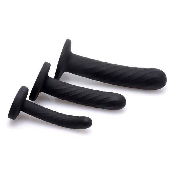 Strap U Female Sex Toys 3 Piece Silicone StrapOn Set Black
