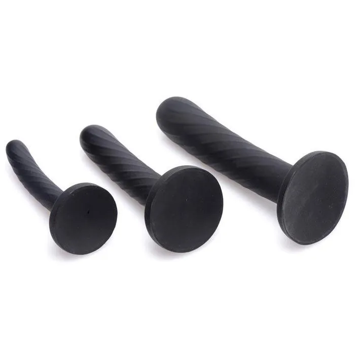 Strap U Female Sex Toys 3 Piece Silicone StrapOn Set Black
