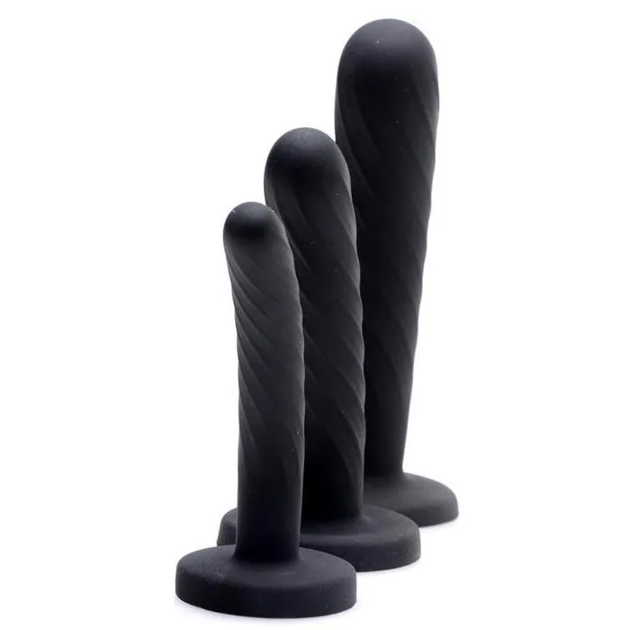 Strap U Female Sex Toys 3 Piece Silicone StrapOn Set Black