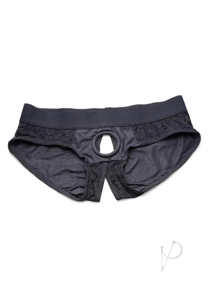 Strap U Lace Envy Black Crotchless Panty Harness SM Black Strap U Anal