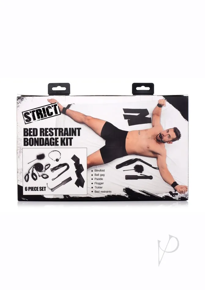 Strict Bed Bondage Restraint Kit set of 6 Black Strict Anal