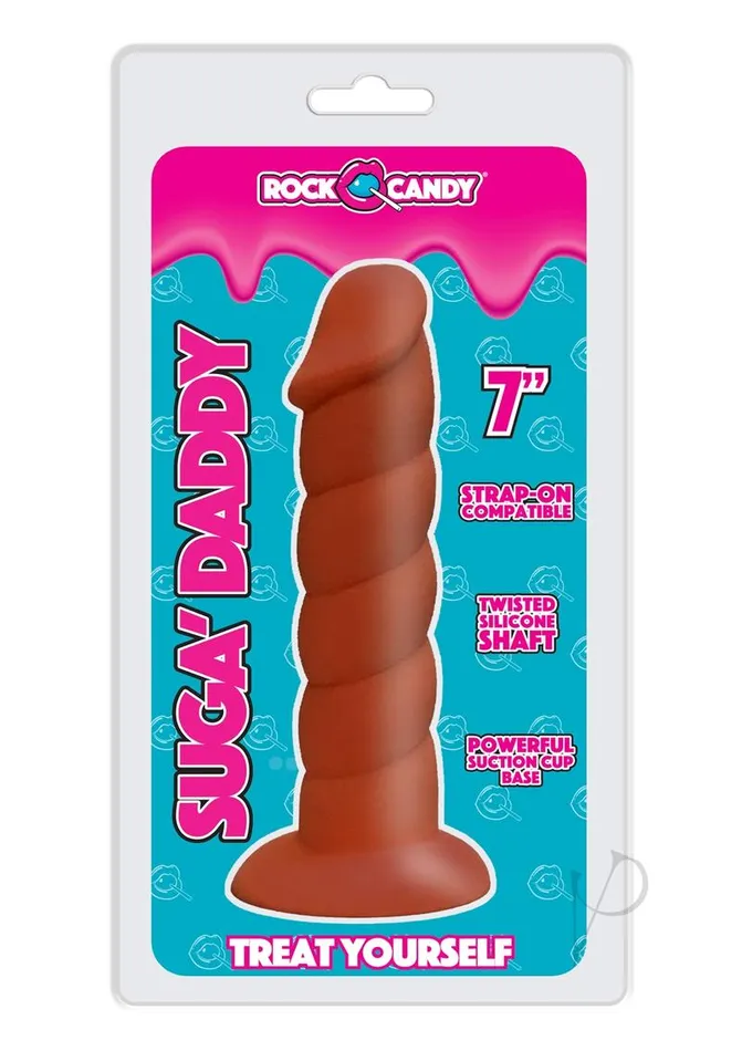 Suga Daddy Silicone Dildo 7in Chocolate Rock Candy Toys Dildos