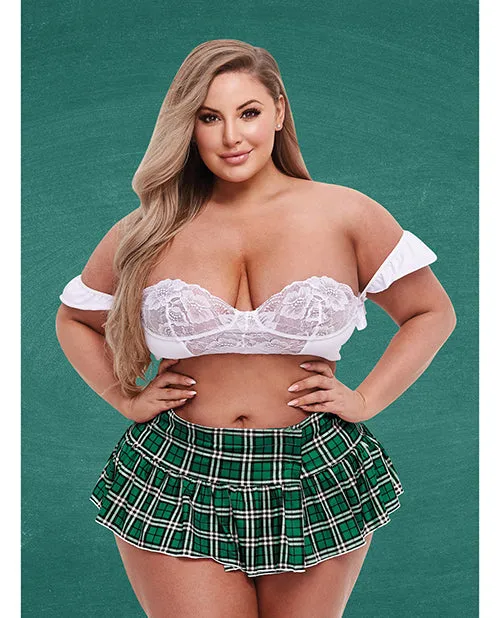 Teachers Pet Schoolgirl Bustier Skirt GreenWhite QN Teachers Pet Vibrators