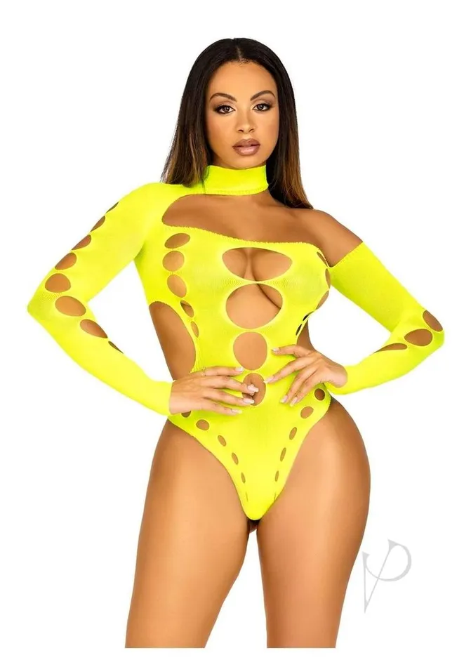 Teddies And Bodies Leg Avenue Leg Avenue Seamless Asymmetrical Cut Out Thong Back Bodysuit OS Neon Yellow Teddies And Bodies Leg Avenue Leg Avenue Seamless Asymmetrical Cut Out Thong Back Bodysuit OS Neon Yellow