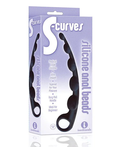 The 9s SCurves Silicone Anal Beads Black The 9s Anal
