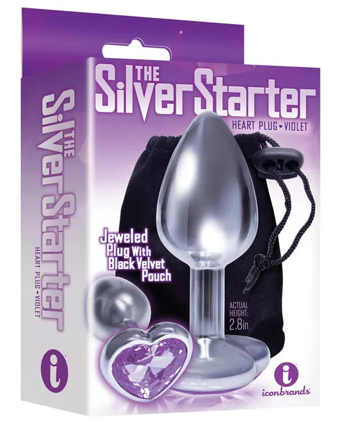 The 9s The Silver Starter Bejeweled Heart Stainless Steel Plug Violet The 9s Anal