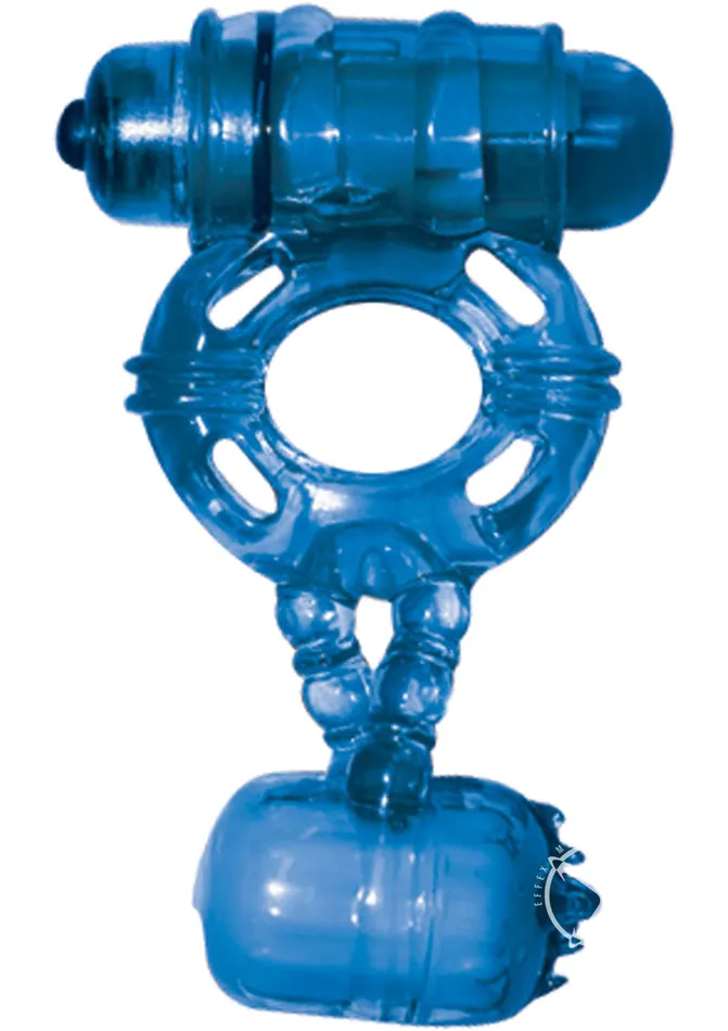 The MachO Double Cock and Balls Silicone Cock Ring Blue Macho Dildos The MachO Double Cock and Balls Silicone Cock Ring Blue Macho Dildos