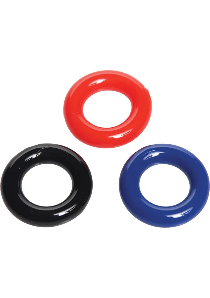 Trinity Men Stretchy Cock Ring 3 Pack Assorted Colors Trinity Men Male Sex Toys