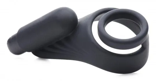 Trinity Vibes Male Sex Toys 7X Silicone CRing with Vibrating Taint Stimulator