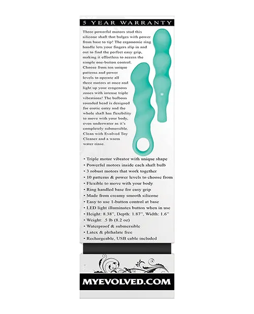 Triple Teaser Silicone Rechargeable Triple Motor Vibrator Aqua Evolved Female Sex Toys