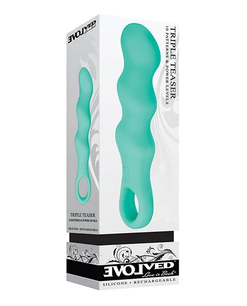 Triple Teaser Silicone Rechargeable Triple Motor Vibrator Aqua Evolved Female Sex Toys