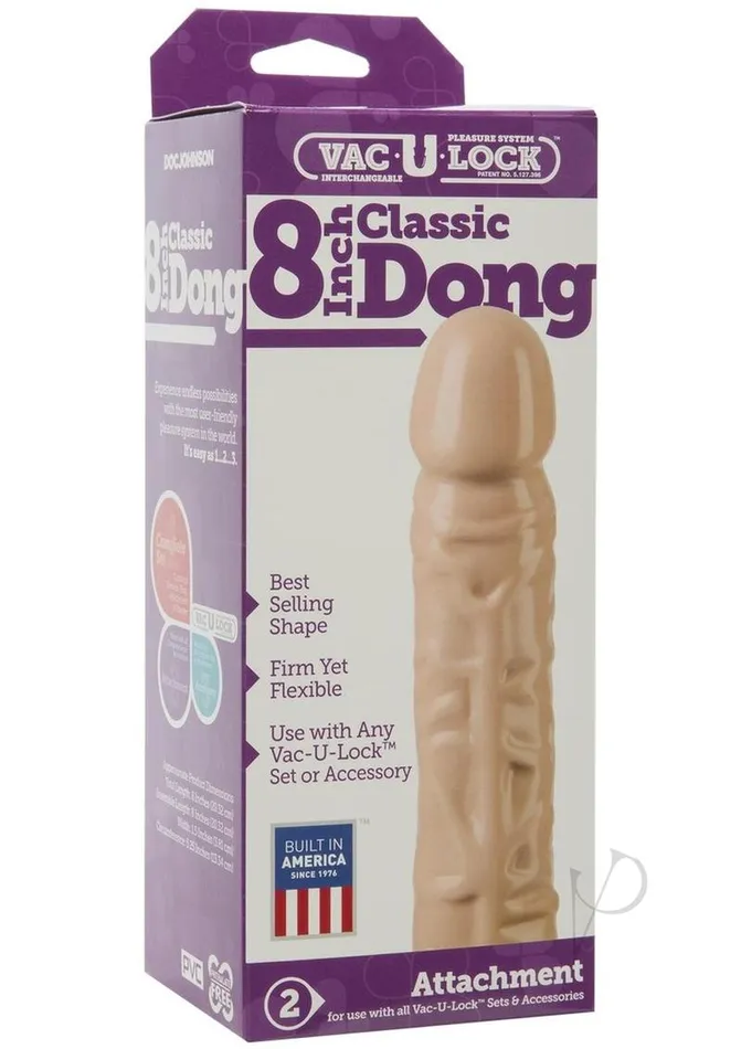 Vac U Lock Dildos VacULock Classic Dildo 8in Vanilla