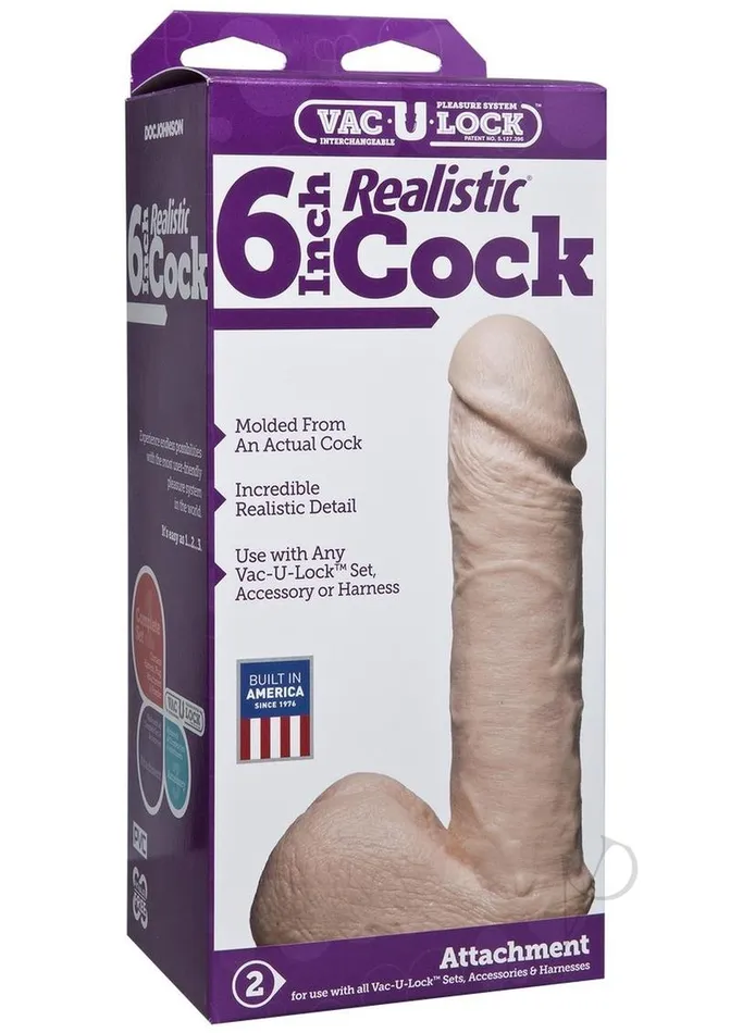 VacULock Realistic Dildo 6in Vanilla Vac U Lock Dildos