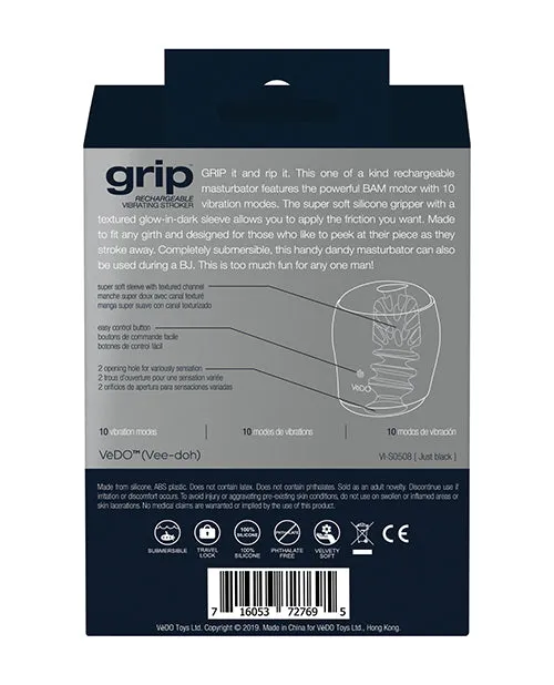 VeDO Grip Rechargeable Vibrating Sleeve Just Black Vedo Male Sex Toys