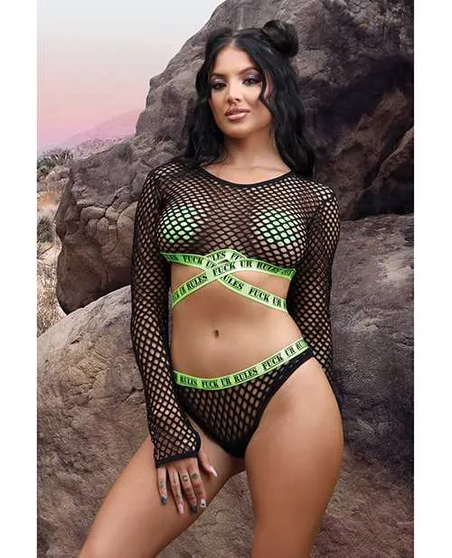 Vibes By Fantasy Lingerie Vibes Fuck Ur Rules Long Sleeve Crop Top Panty Pasties BlackGreen SM Vibrators Vibes By Fantasy Lingerie Vibes Fuck Ur Rules Long Sleeve Crop Top Panty Pasties BlackGreen SM Vibrators