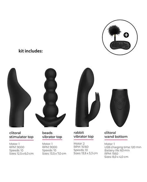 Vibrators Switch Shots Switch Pleasure Kit 6 Black Vibrators Switch Shots Switch Pleasure Kit 6 Black