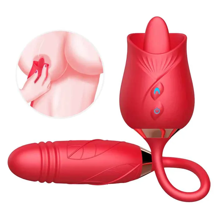 Vibrators Wild Night Fantasies Double Ended Tongue Licking G Spot Rose Toy