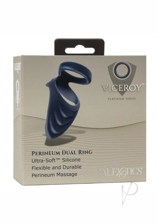 Viceroy Perineum Dual Ring Silicone Cock Ring Blue Viceroy Male Sex Toys