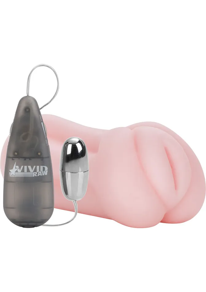 Vivid Raw Vivid Raw Cock Tease Vibrating Stroker with Bullet and Wired Remote Control Pussy Pink Male Sex Toys