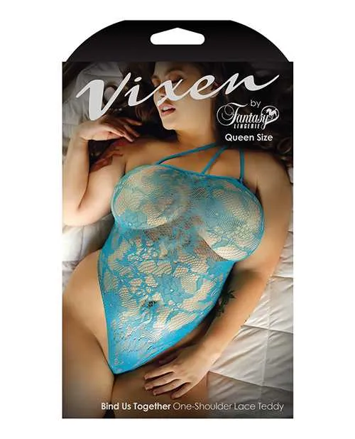 Vixen One Shoulder Stretch Lace Teddy Blue QN Vixen By Fantasy Lingerie Vibrators Vixen One Shoulder Stretch Lace Teddy Blue QN Vixen By Fantasy Lingerie Vibrators