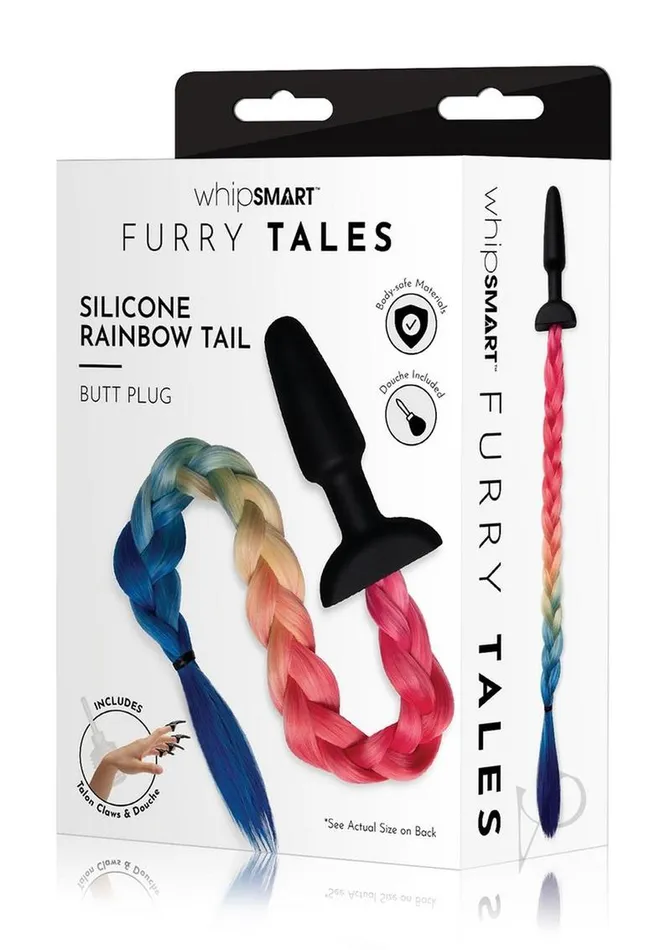 Whipsmart Silicone Plug 375in with Rainbow Tail Multicolor Whipsmart Anal