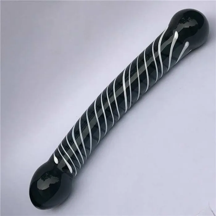 Wild Night Fantasies Dildos Black Glass Dildo White Swirls