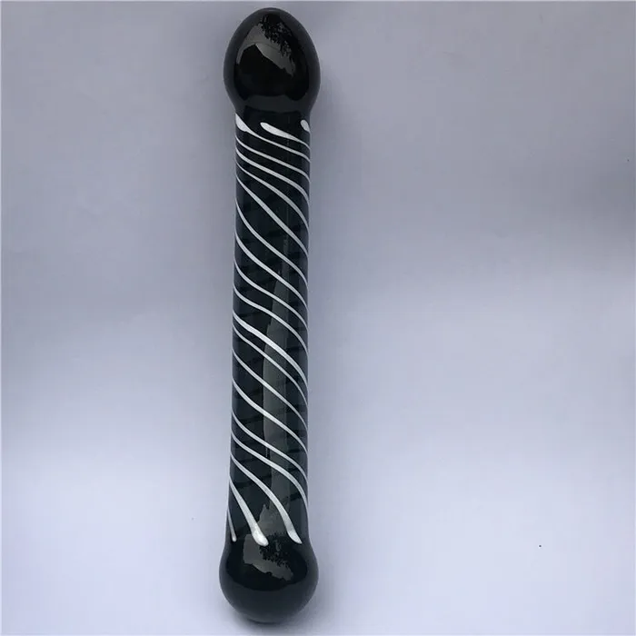 Wild Night Fantasies Dildos Black Glass Dildo White Swirls