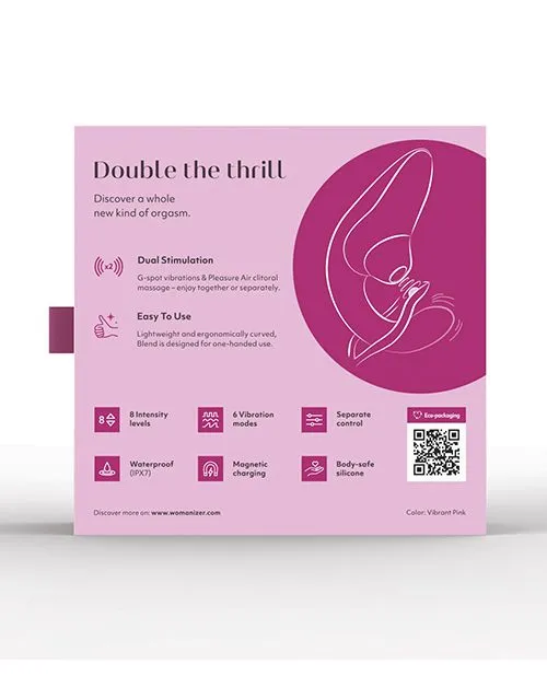 Womanizer Female Sex Toys Womanizer Blend Rechargeable Silicone Vibrator with Clitoral Stimulator Vibrant Pink