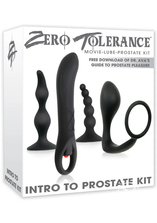 Zero Tolerance Anal Zero Tolerance Intro to Prostate Silicone with Movie and Lube 4 piece kit Black