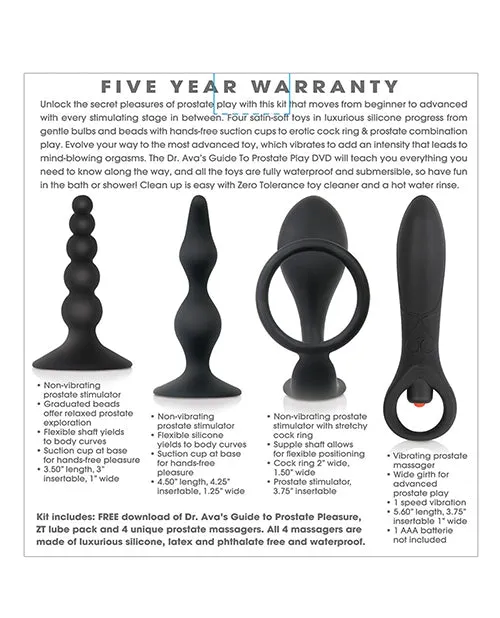Zero Tolerance Anal Zero Tolerance Intro to Prostate Silicone with Movie and Lube 4 piece kit Black