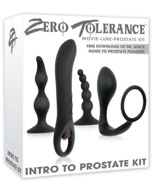 Zero Tolerance Anal Zero Tolerance Intro to Prostate Silicone with Movie and Lube 4 piece kit Black