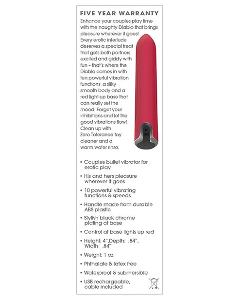 Zero Tolerance Diablo Rechargeable Silicone Bullet Red Zero Tolerance Anal