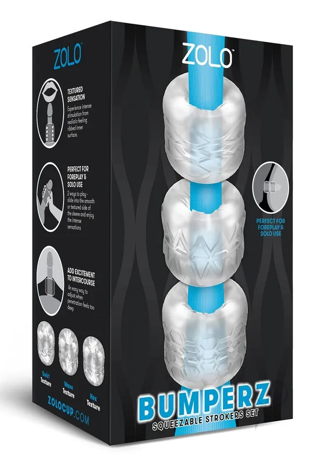 ZOLO Bumperz Strokers Masturbator Set 3 piece Clear Zolo Male Sex Toys