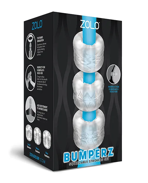 ZOLO Bumperz Strokers Masturbator Set 3 piece Clear Zolo Male Sex Toys ZOLO Bumperz Strokers Masturbator Set 3 piece Clear Zolo Male Sex Toys